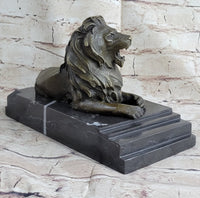 Signed Barye King Of Jungle Lion Bronze Sculpture Art Deco