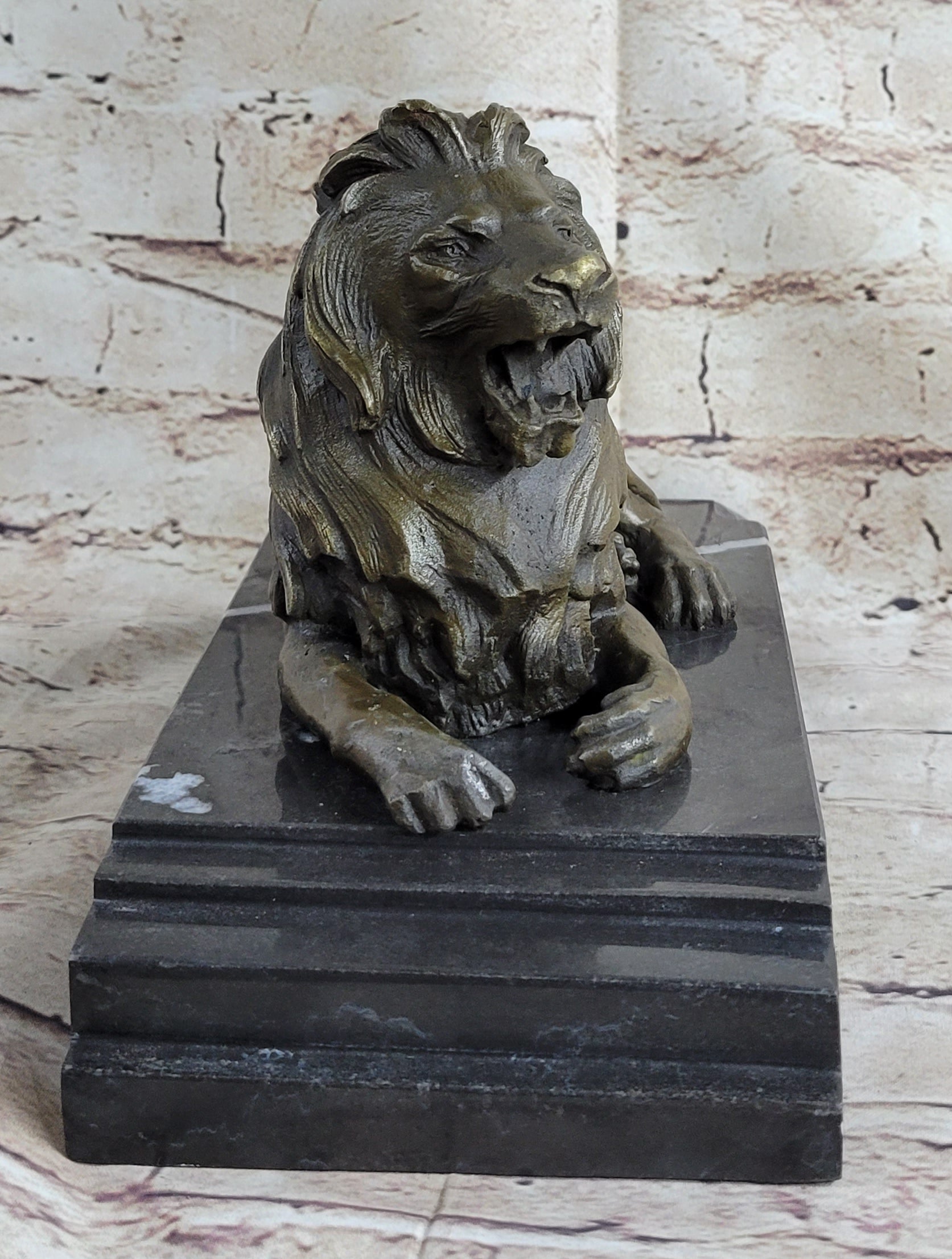 Signed Barye King Of Jungle Lion Bronze Sculpture Art Deco