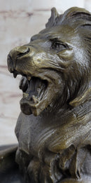 Signed Barye King Of Jungle Lion Bronze Sculpture Art Deco