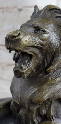 Signed Barye King Of Jungle Lion Bronze Sculpture Art Deco