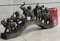 Elephants Crossing Bridge Carrying Money Bronze Sculpture