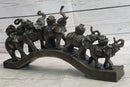 Elephants Crossing Bridge Carrying Money Bronze Sculpture