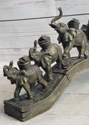 Elephants Crossing Bridge Carrying Money Bronze Sculpture
