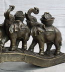 Elephants Crossing Bridge Carrying Money Bronze Sculpture