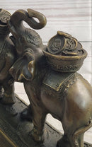 Elephants Crossing Bridge Carrying Money Bronze Sculpture