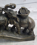 Elephants Crossing Bridge Carrying Money Bronze Sculpture
