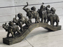 Elephants Crossing Bridge Carrying Money Bronze Sculpture