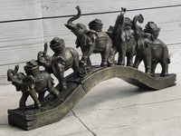 Elephants Crossing Bridge Carrying Money Bronze Sculpture