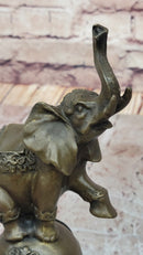 Elephant Balancing on Ball Bronze Sculpture on Marble Base