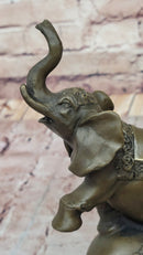 Elephant Balancing on Ball Bronze Sculpture on Marble Base