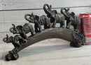 Pride of Elephants on Bridge Bronze Metal Sculpture