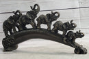 Pride of Elephants on Bridge Bronze Metal Sculpture