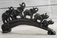 Pride of Elephants on Bridge Bronze Metal Sculpture
