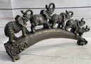 Pride of Elephants on Bridge Bronze Metal Sculpture