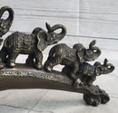 Pride of Elephants on Bridge Bronze Metal Sculpture