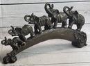 Pride of Elephants on Bridge Bronze Metal Sculpture