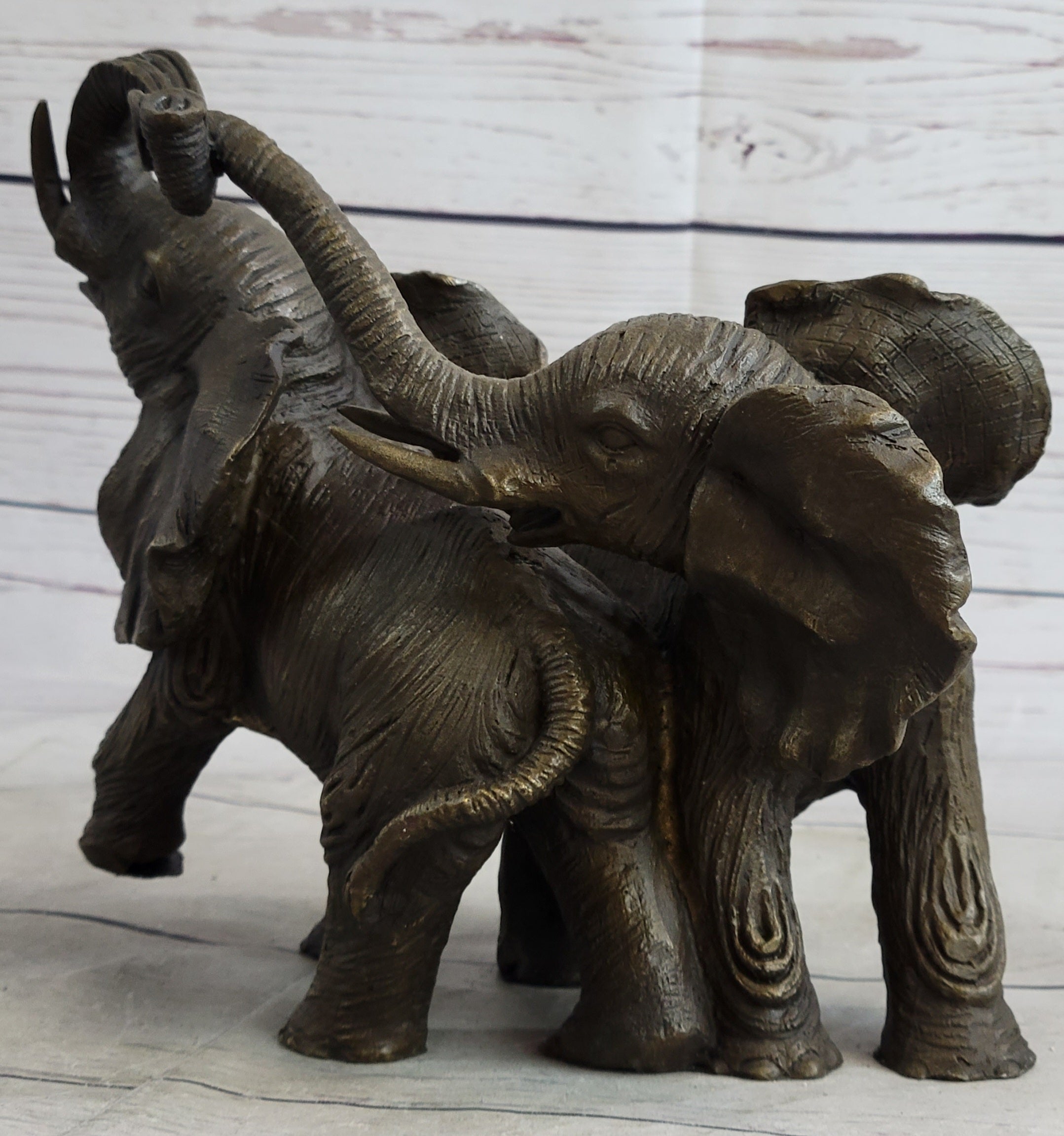 Baby Elephants Playing Hot Cast Bronze Metal Sculpture