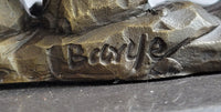 Trumpeting Elephant Bronze Sculpture on Marble Base 7" x 8"
