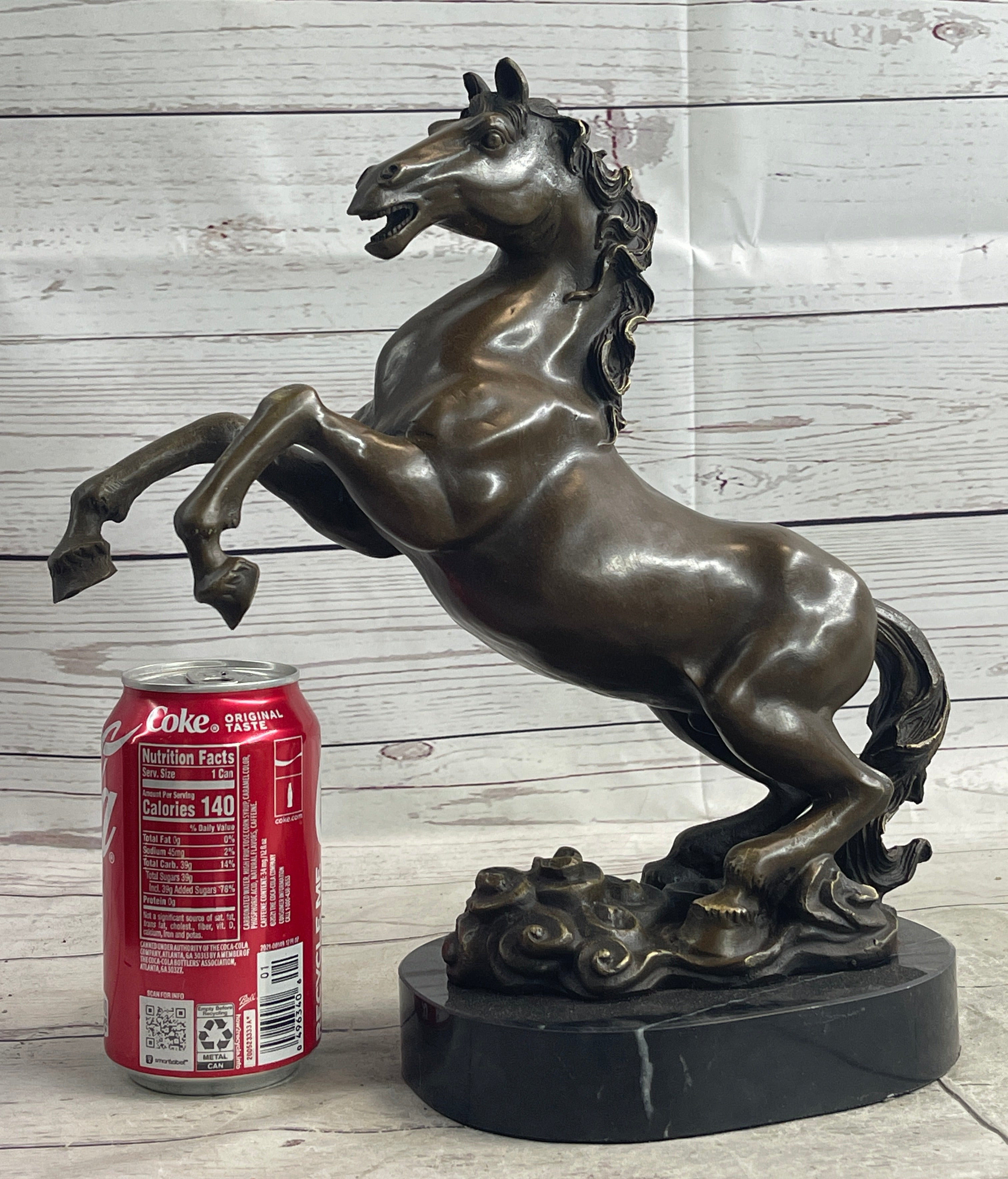 Rearing Horse Trainer Equestrian Bronze on Marble Sculpture