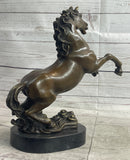 Rearing Horse Trainer Equestrian Bronze on Marble Sculpture