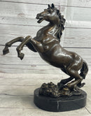 Rearing Horse Trainer Equestrian Bronze on Marble Sculpture
