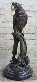 Parrot Bird Bronze Sculpture on Marble Base Signed 13" x 7"