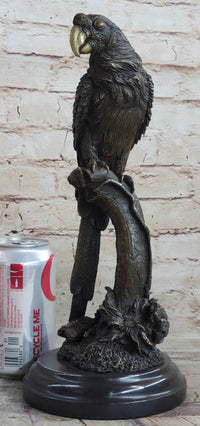 Parrot Bird Bronze Sculpture on Marble Base Signed 13" x 7"