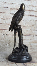 Parrot Bird Bronze Sculpture on Marble Base Signed 13" x 7"