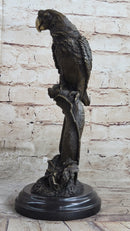 Parrot Bird Bronze Sculpture on Marble Base Signed 13" x 7"