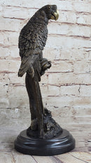 Parrot Bird Bronze Sculpture on Marble Base Signed 13" x 7"
