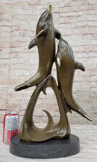 Dolphins Leaping from Water Bronze Sculpture Art