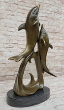 Dolphins Leaping from Water Bronze Sculpture Art