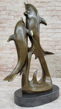 Dolphins Leaping from Water Bronze Sculpture Art