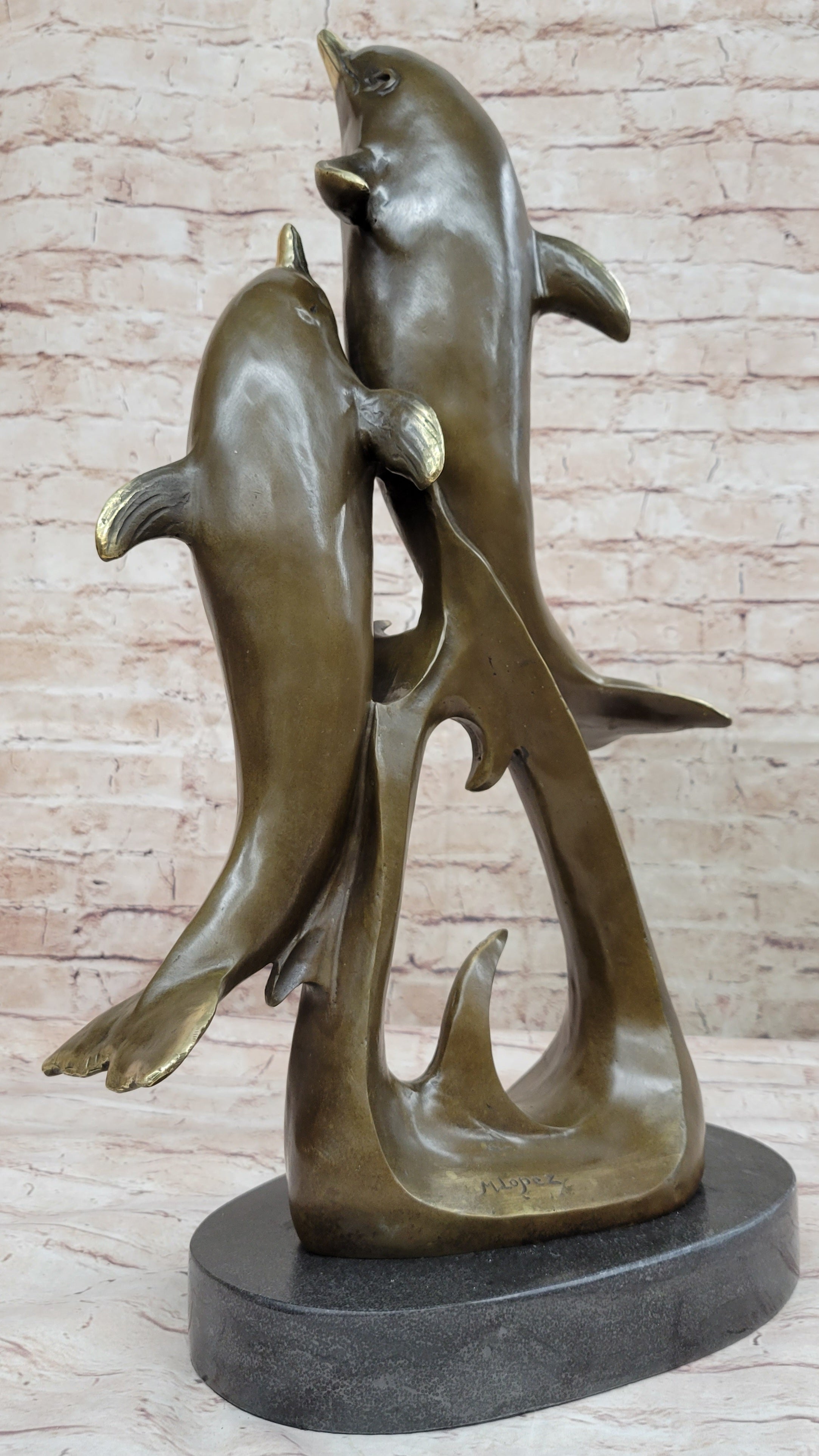 Dolphins Leaping from Water Bronze Sculpture Art