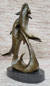 Dolphins Leaping from Water Bronze Sculpture Art