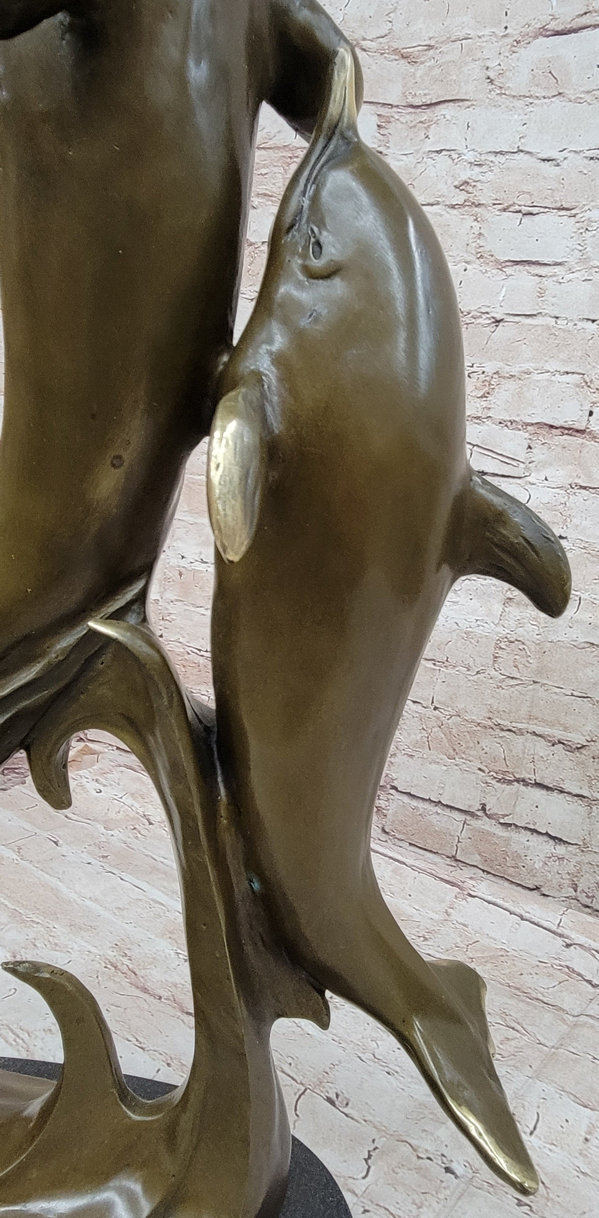 Dolphins Leaping from Water Bronze Sculpture Art