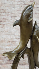 Dolphins Leaping from Water Bronze Sculpture Art