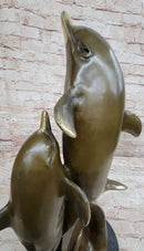 Dolphins Leaping from Water Bronze Sculpture Art