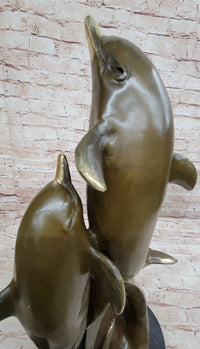 Dolphins Leaping from Water Bronze Sculpture Art
