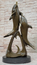 Dolphins Leaping from Water Bronze Sculpture Art