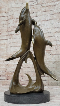 Dolphins Leaping from Water Bronze Sculpture Art