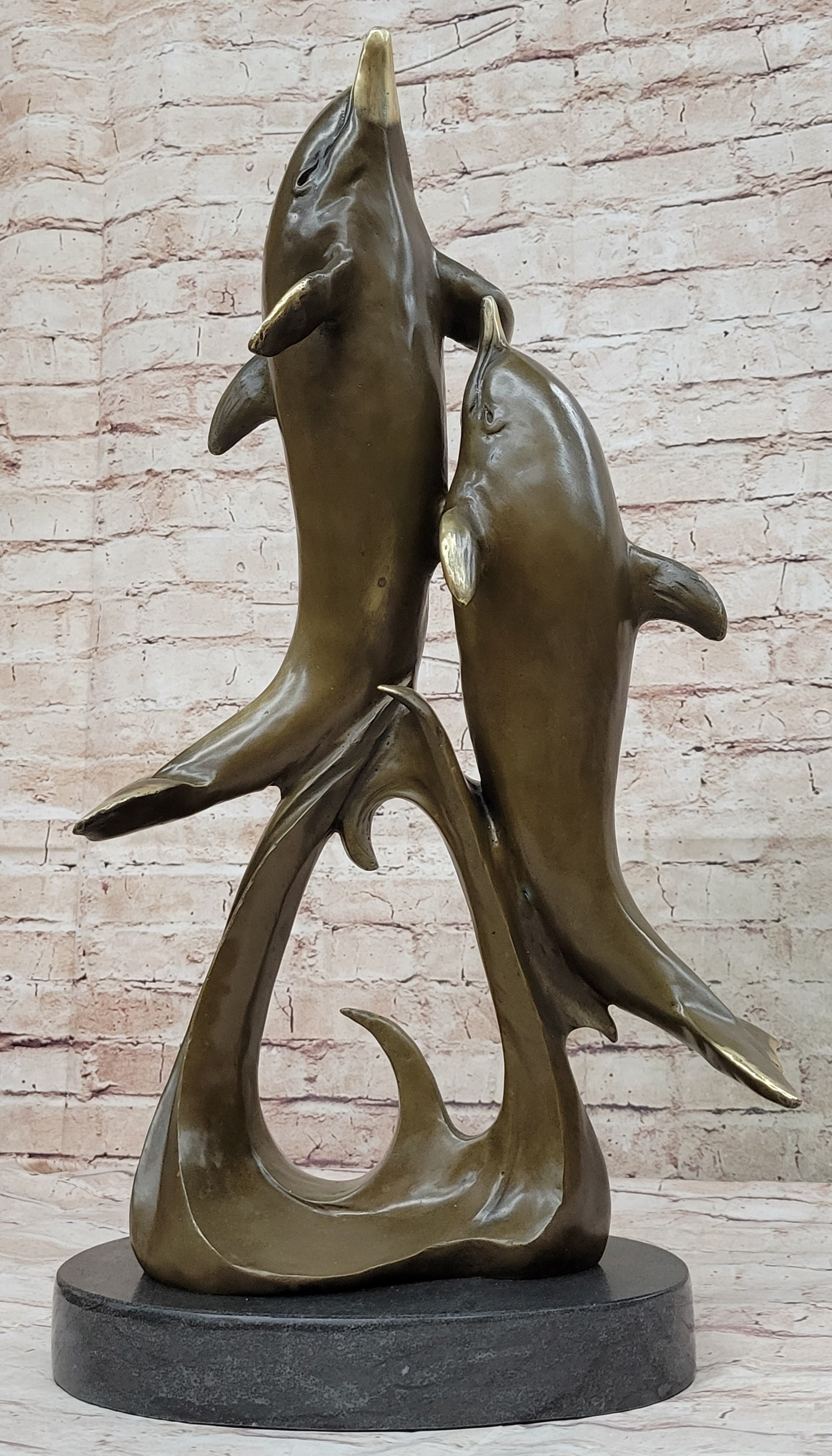 Dolphins Leaping from Water Bronze Sculpture Art