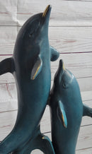 Hot Cast Bronze Leaping Dolphins Marine Life Sculpture Art