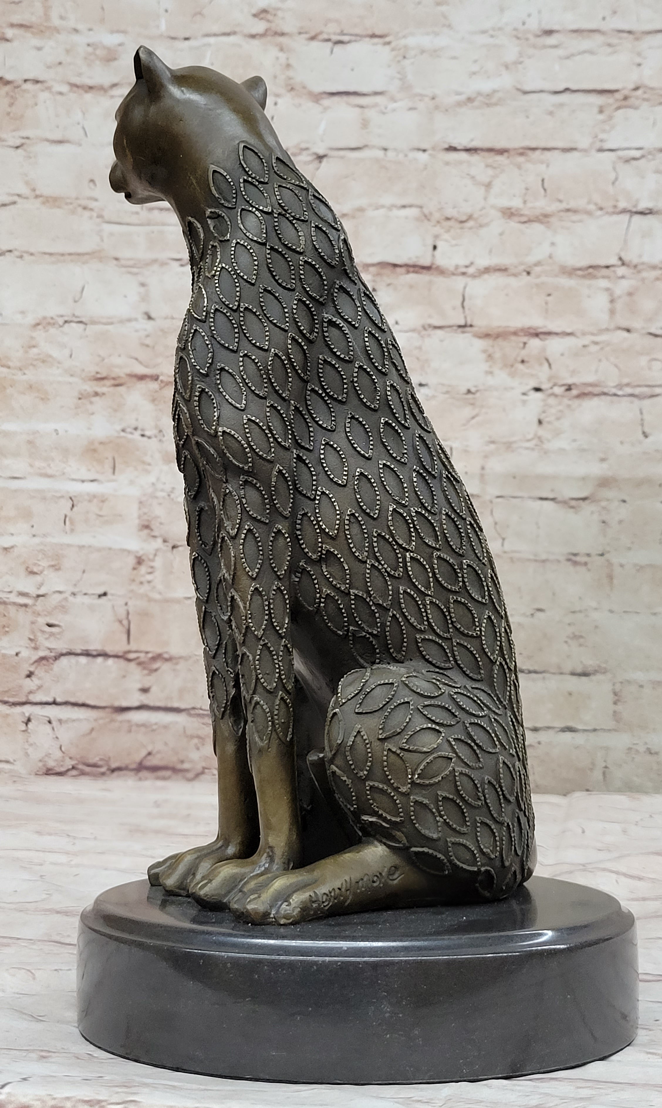 Cougar Jaguar Wildlife Animal by Henry Moore Bronze Sculpture