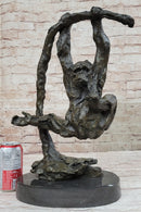Playful Chimpanzee Swing on Bar Bronze by C. Williams