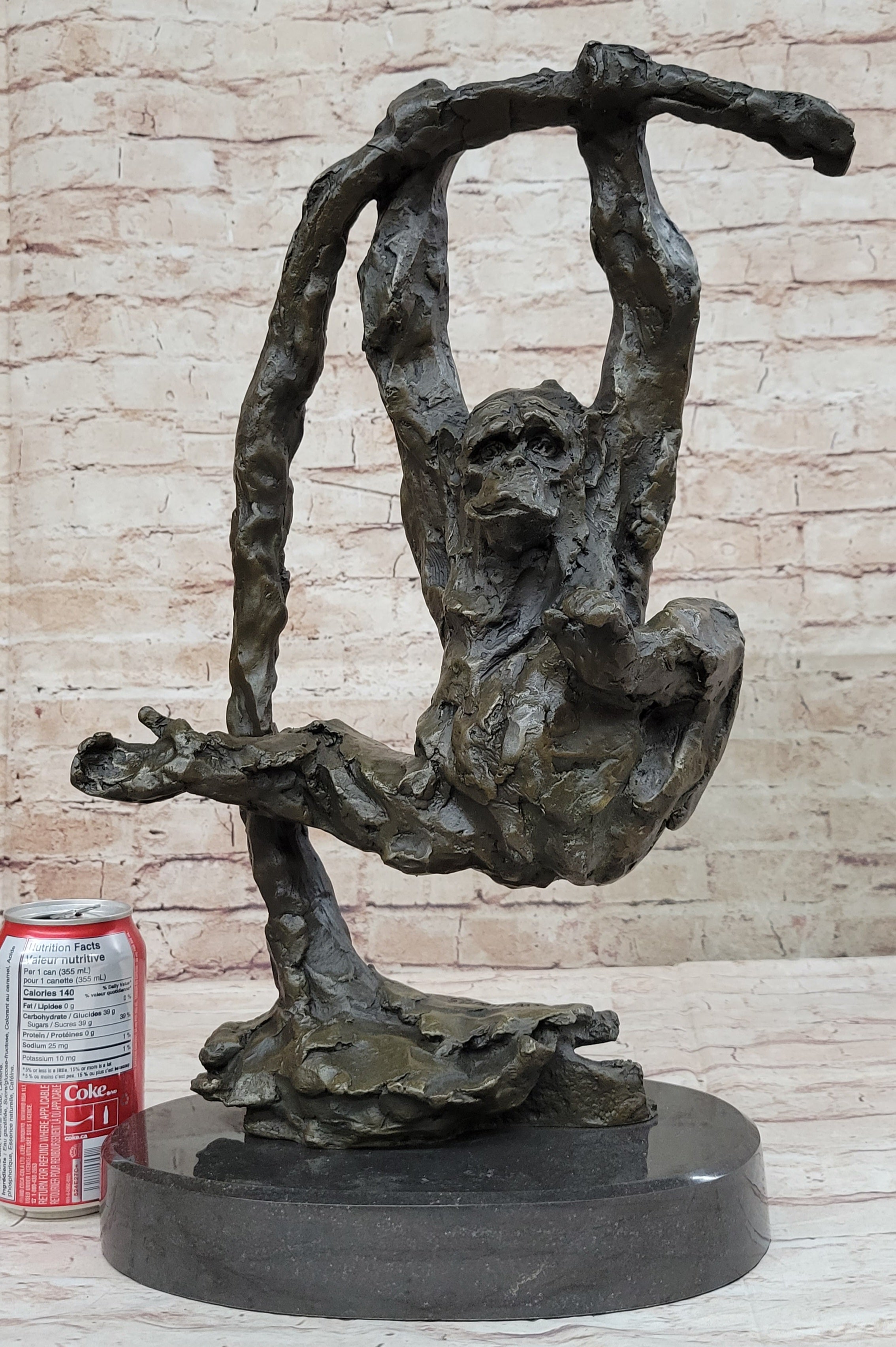 Playful Chimpanzee Swing on Bar Bronze by C. Williams
