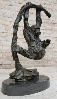 Playful Chimpanzee Swing on Bar Bronze by C. Williams