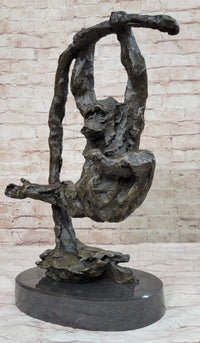 Playful Chimpanzee Swing on Bar Bronze by C. Williams