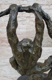 Playful Chimpanzee Swing on Bar Bronze by C. Williams