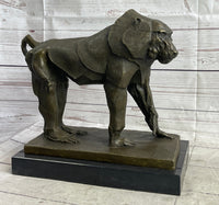 Baboon Monkey Primate Bronze Sculpture on Marble Base